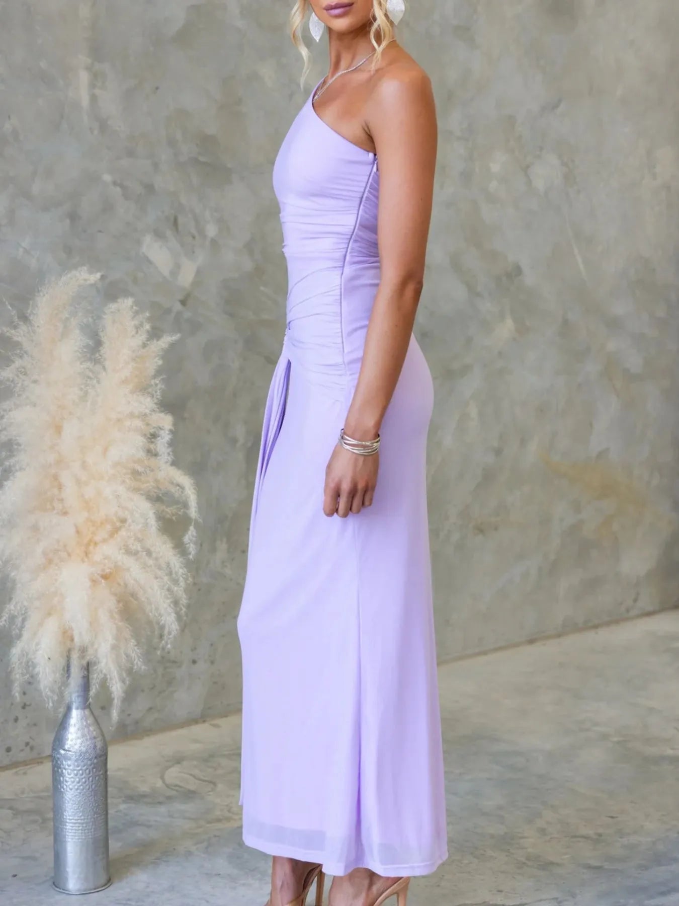 One-Shoulder Cutout Bodycon Maxi Dress