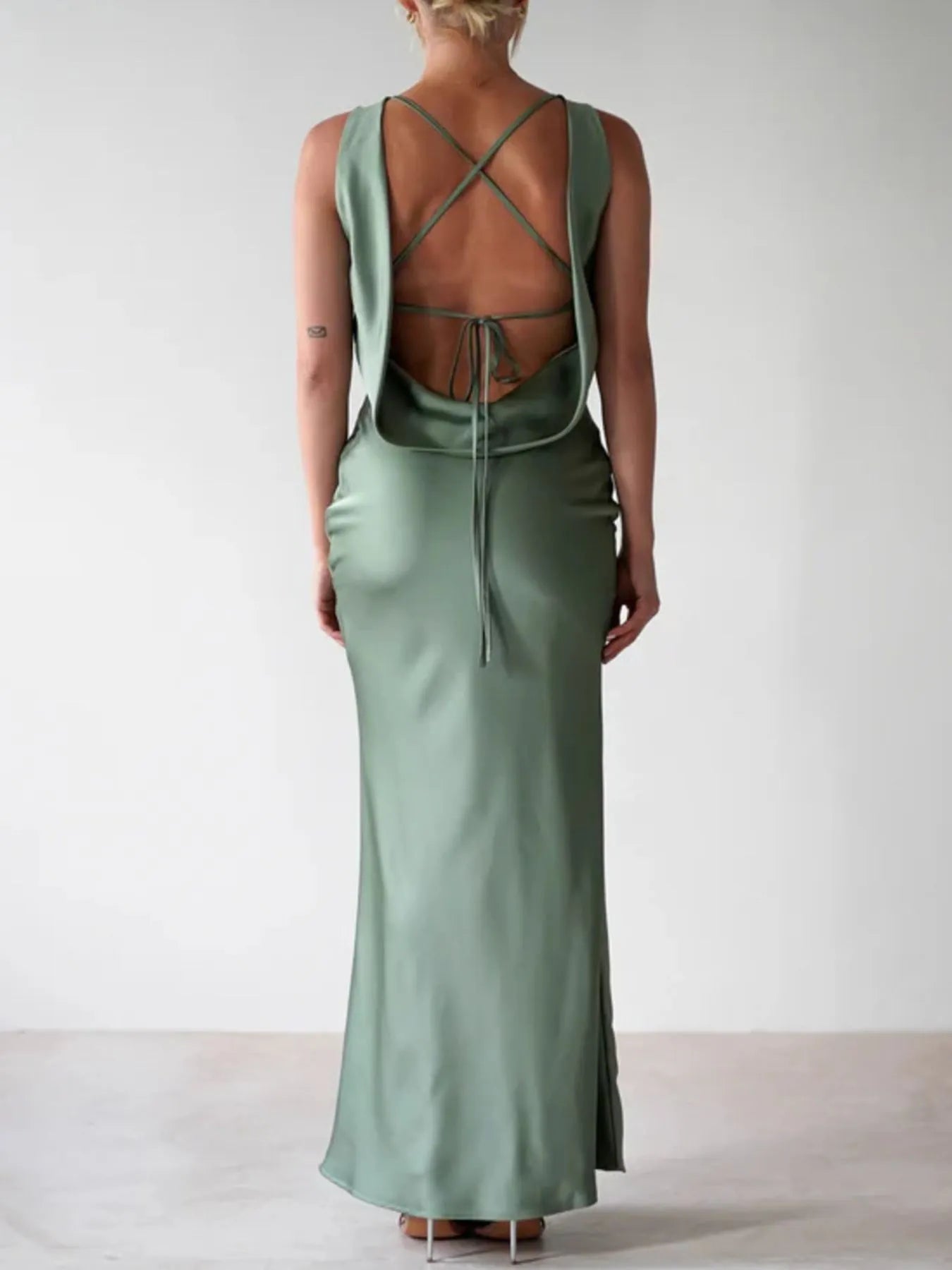 Satin Sleeveless Maxi Dress