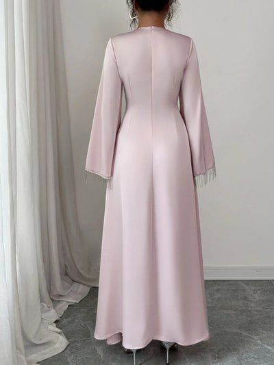 Fringe Long Sleeve Bodycon Maxi Dress