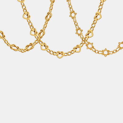 Elegant 18K Gold-Plated Titanium Steel Bracelet with Heart Links