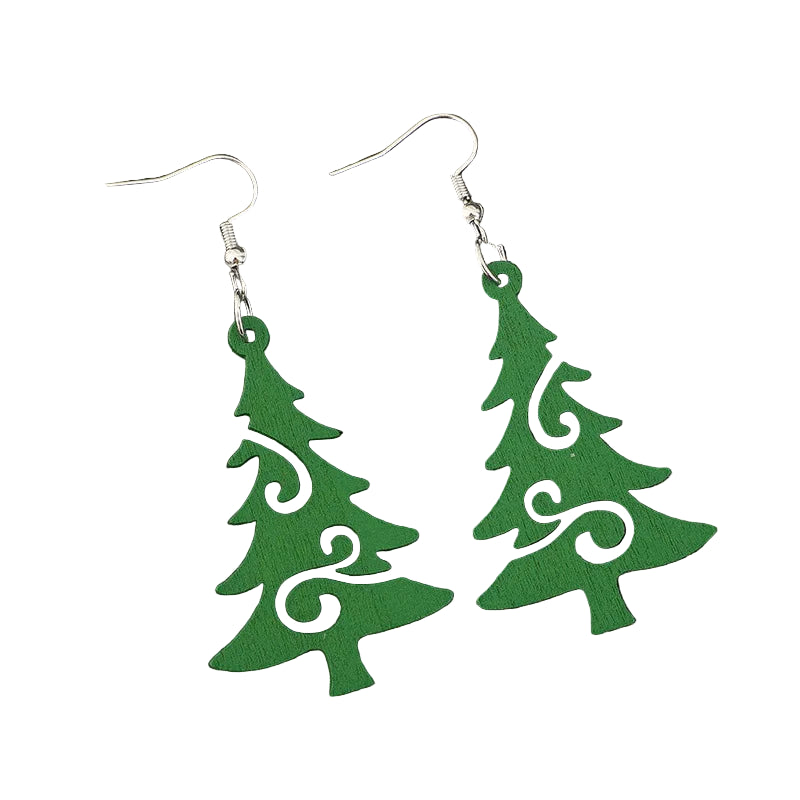 Christmas Tree Wooden Earrings