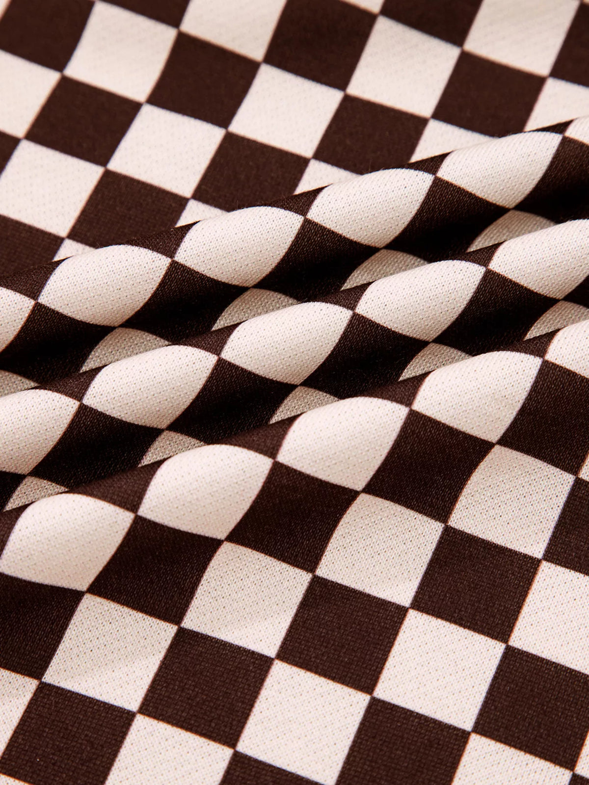 Checkered Drawstring Hoodie and Pants Set