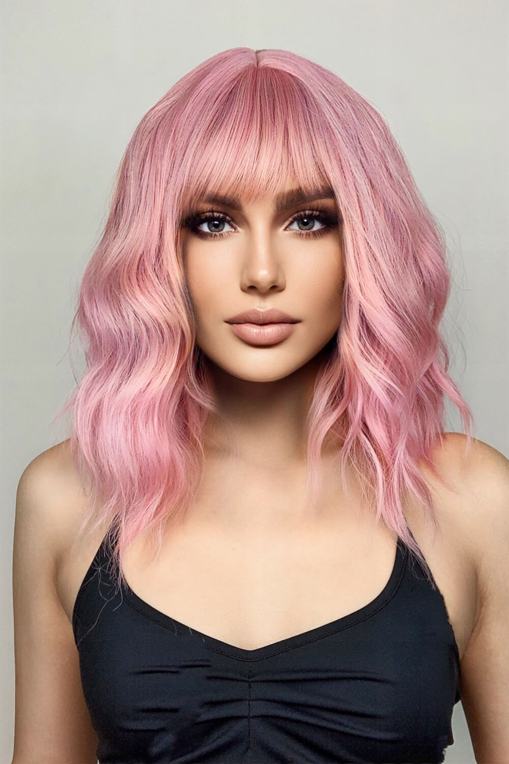 Stylish Bobo Wave 12'' Wig - Soft Pink, Comfortable Fit
