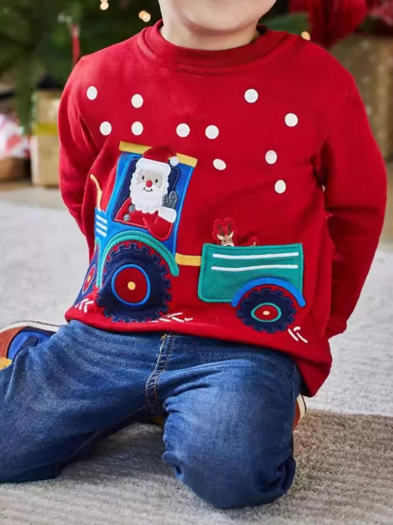 Children's Santa Tractor Crew Neck Sweatshirt
