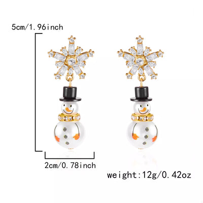 Christmas Snowman Drop Earrings