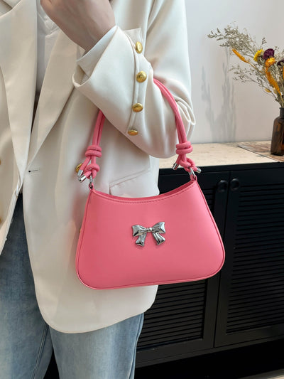 Chic Bow PU Leather Knotted Strap Handbag for Any Occasion