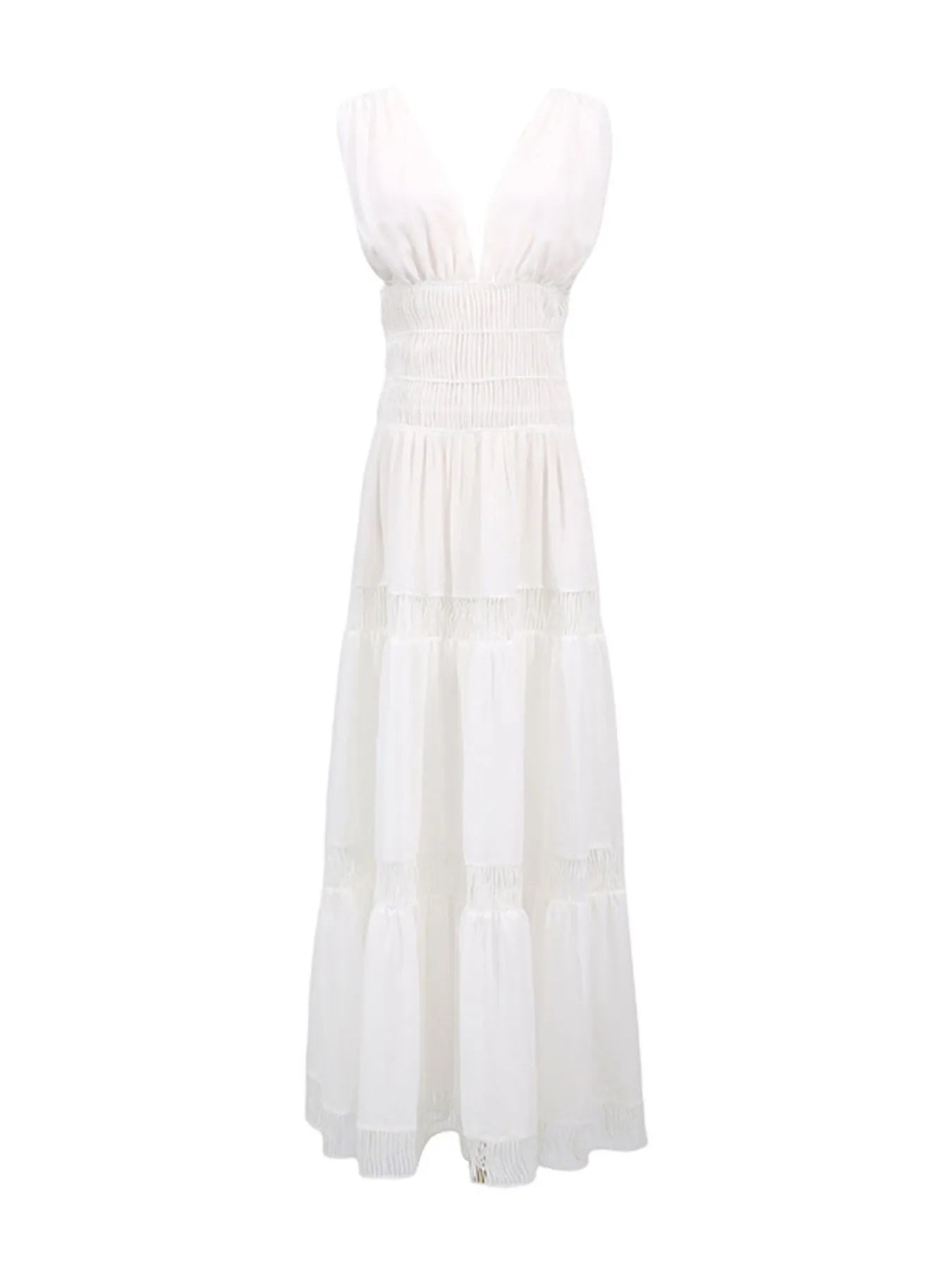 Tiered V-Neck Sleeveless Maxi Dress