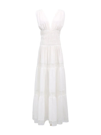 Tiered V-Neck Sleeveless Maxi Dress