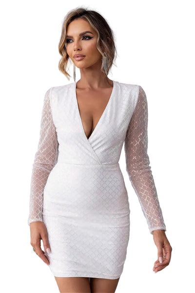 Cutout Sequin Mesh Mini Dress