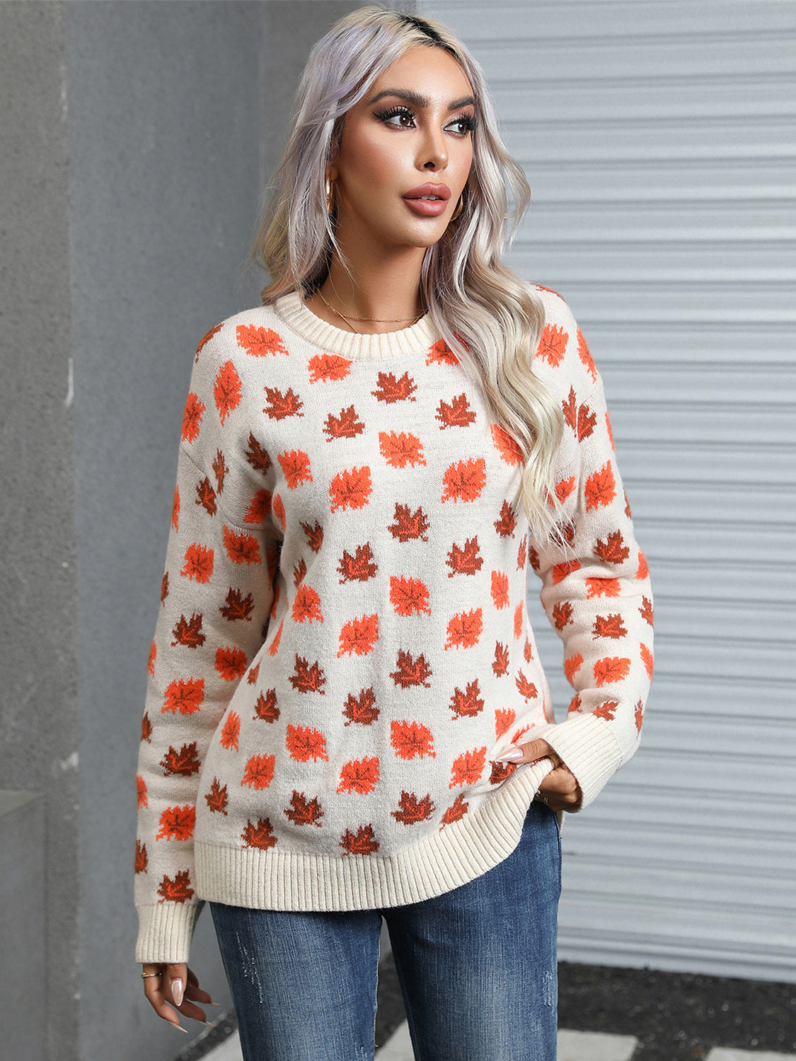Angel Wings Maple Leaf Cozy Sweater - Perfect for Fall Chic