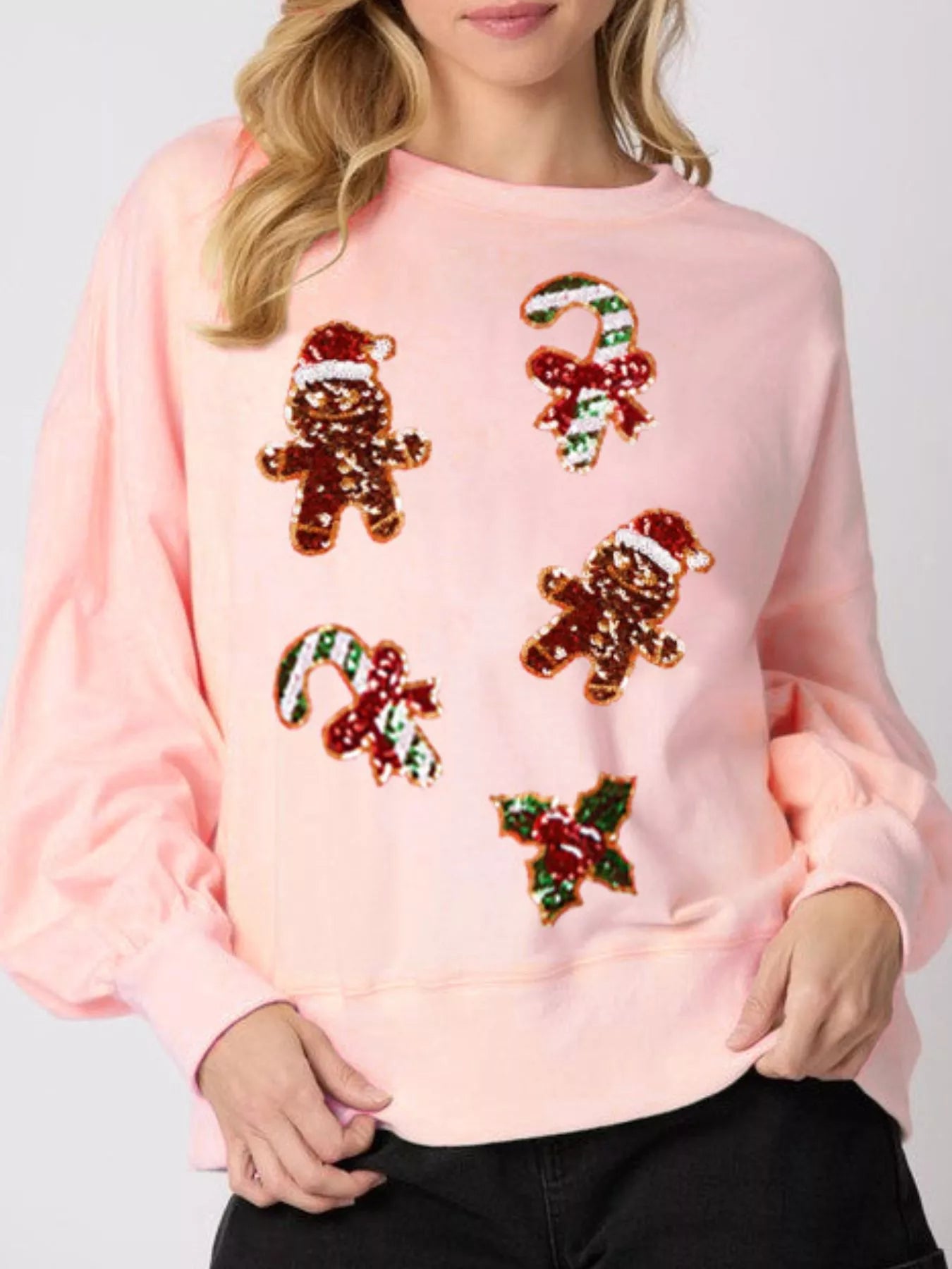 Christmas Holiday Sequined Gingerbread Sweatshirt