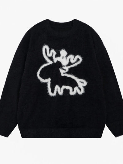 Men's Christmas Reindeer Round Neck Sweater