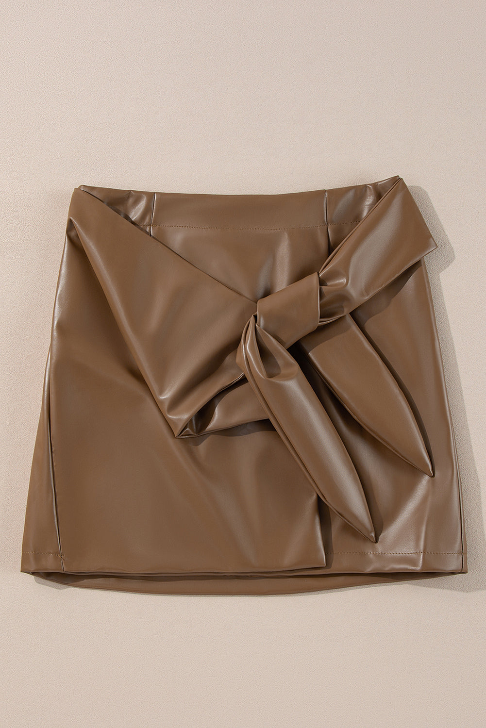 Trendy Bowknot Elastic Waist Mini Skirt in Chic Faux Leather