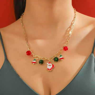 18K Gold-Plated Alloy Christmas Necklace