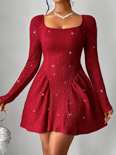 Backless Glitter Mini Dress - Party-Ready Elegance