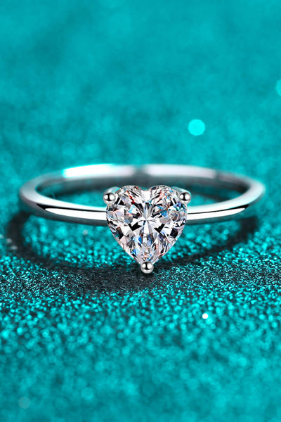 Heart-Shaped Moissanite Ring in Sterling Silver for Promise