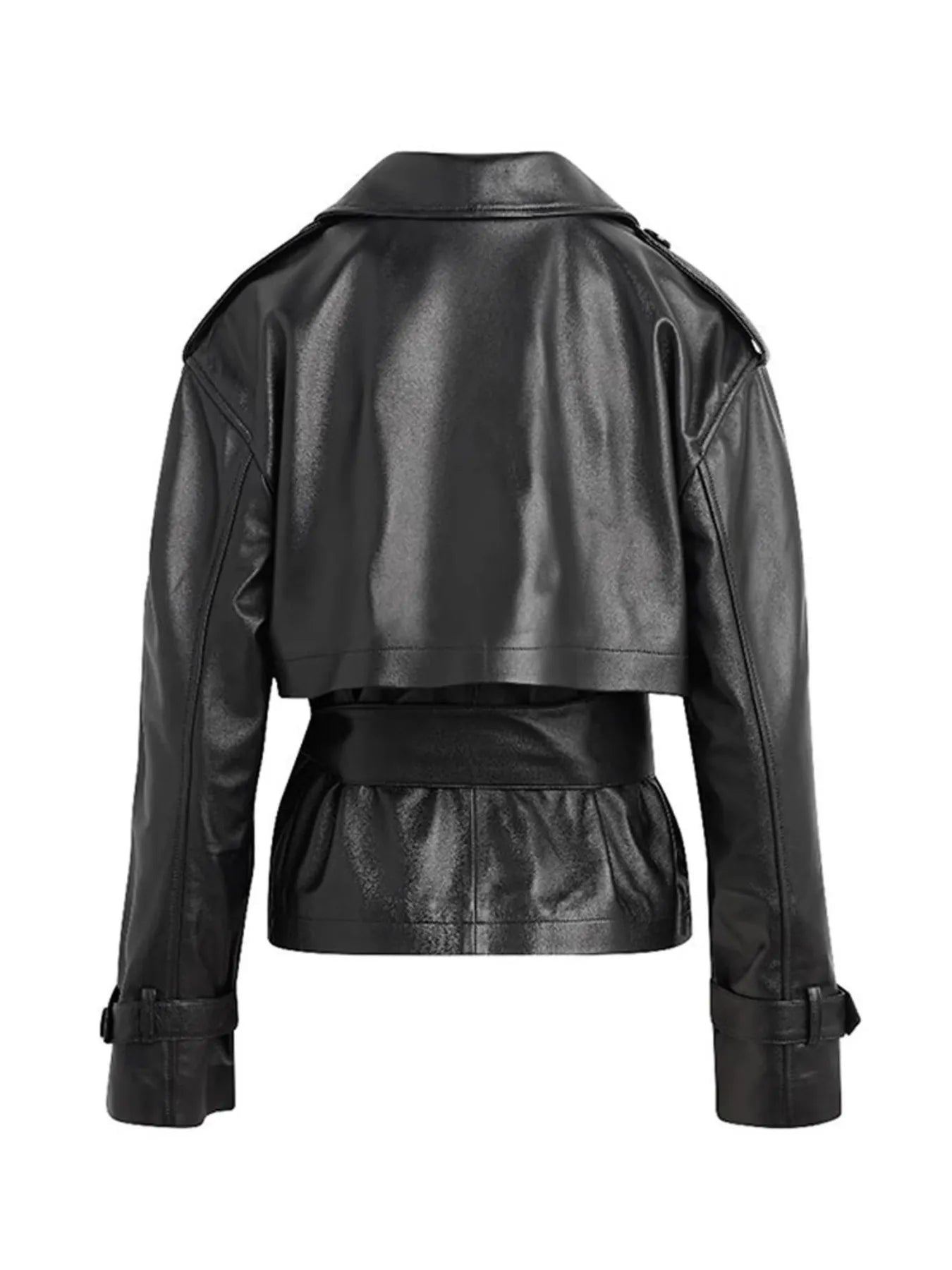 Leather Belted Trench Jacket