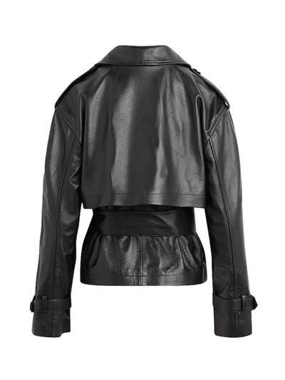 Leather Belted Trench Jacket