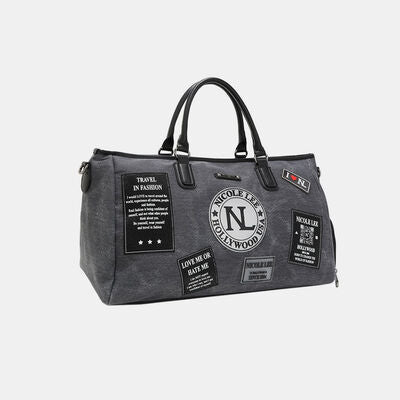 Nicole Lee USA Denim Patch Duffel - Chic Travel Bag