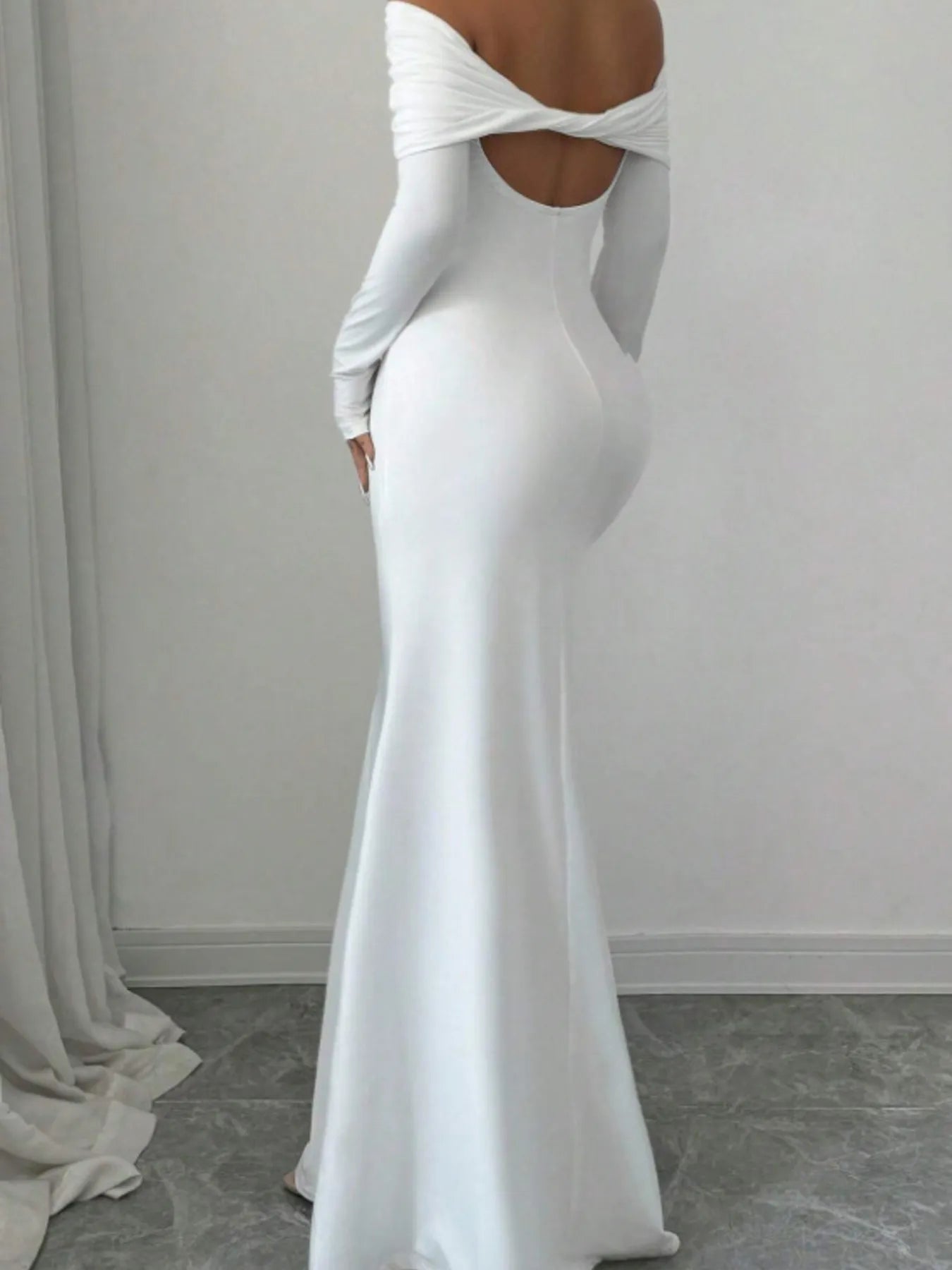 Off-Shoulder Long Sleeve Bodycon Maxi Dress