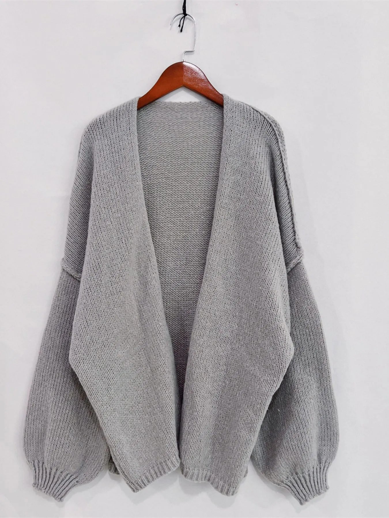Open Front Dropped Shoulder Cardigan