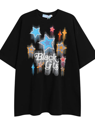 Men's Star Round Neck Oversized T-Shirt