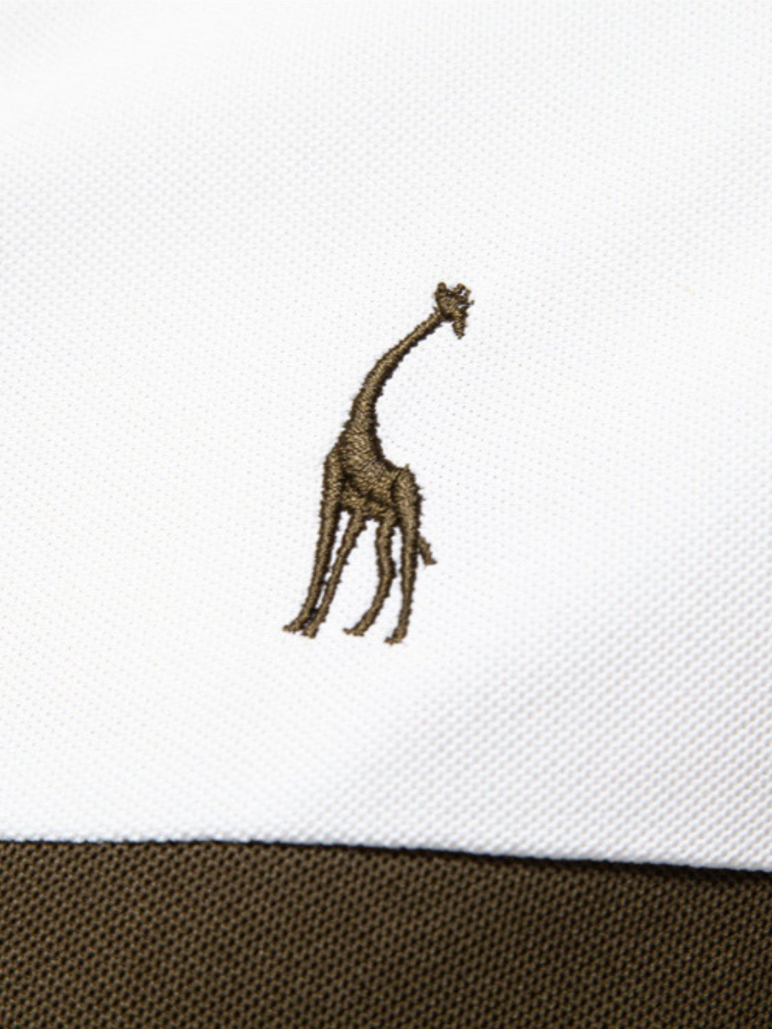 Men's Giraffe Embroidered Collared Neck Contrast Polo Style