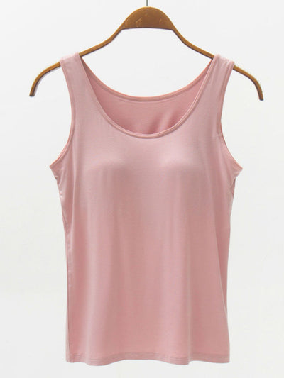 Full Size Wide Strap Model Tank with Bra