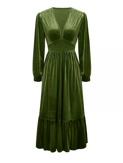 Ruffled Hem Long Sleeve Dress