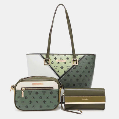 Nicole Lee USA 3-Piece Color Block Handbag Set for Women