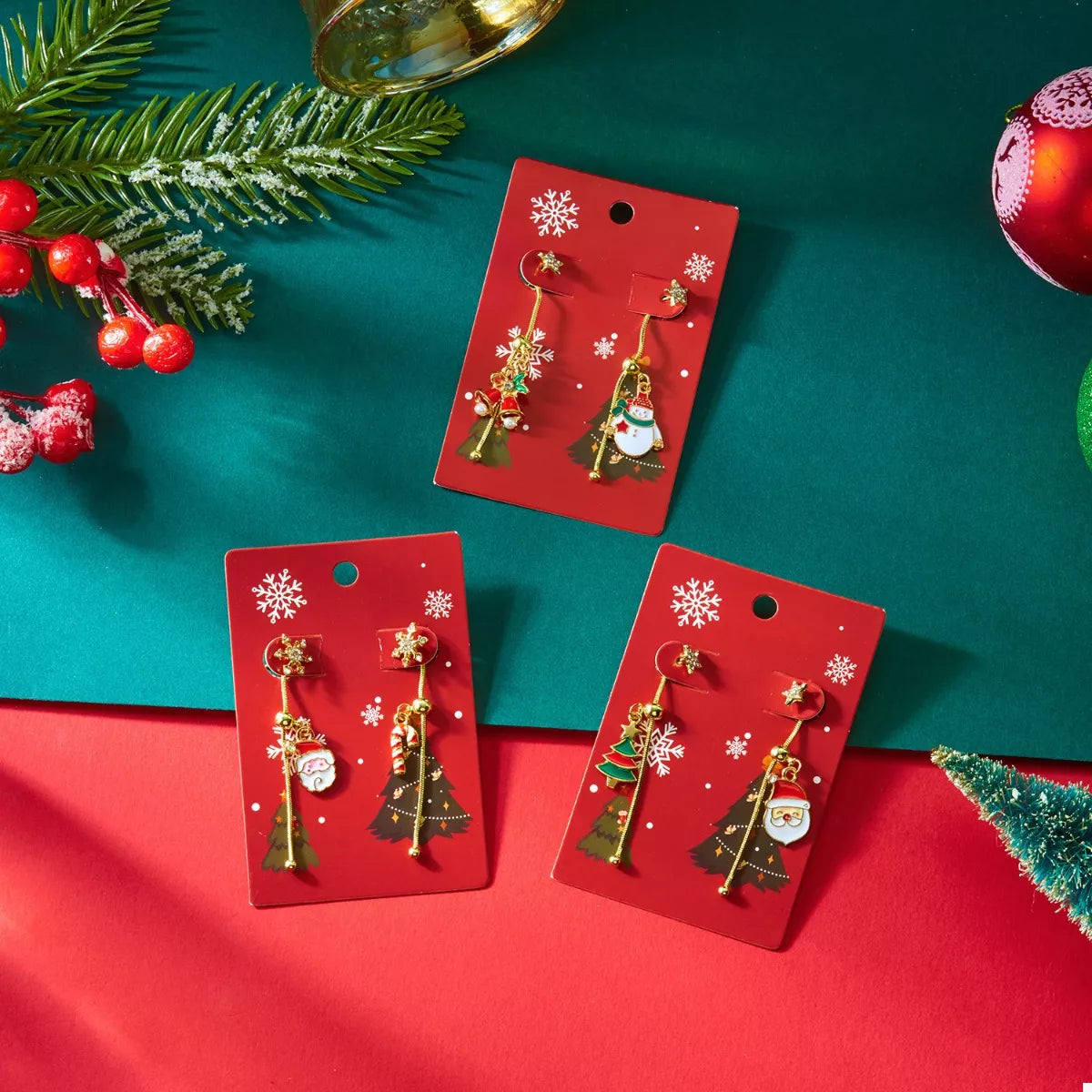 Christmas Santa Asymmetrical Drop Earrings