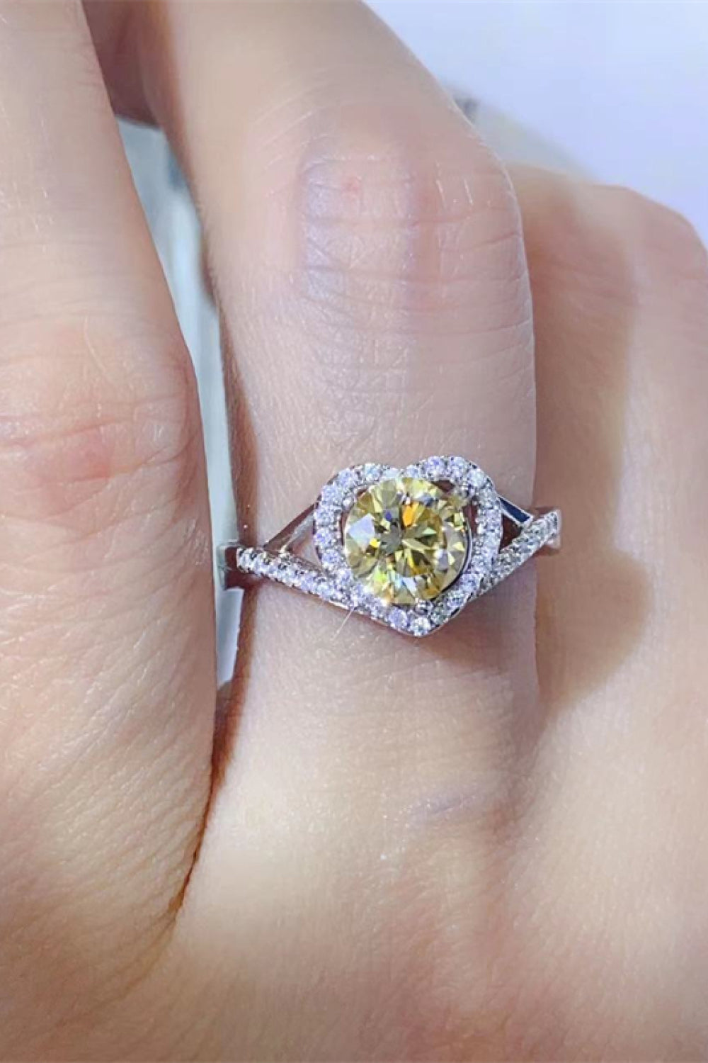 Adored 1 Carat Moissanite Heart Ring in 925 Sterling Silver