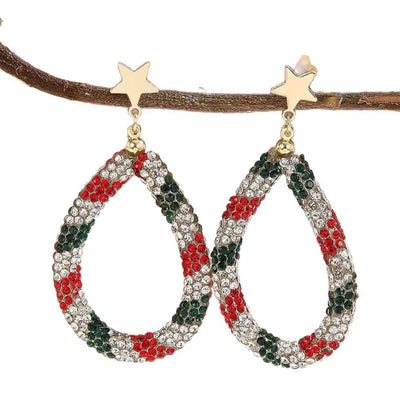 Christmas Rhinestone Teardrop Earrings