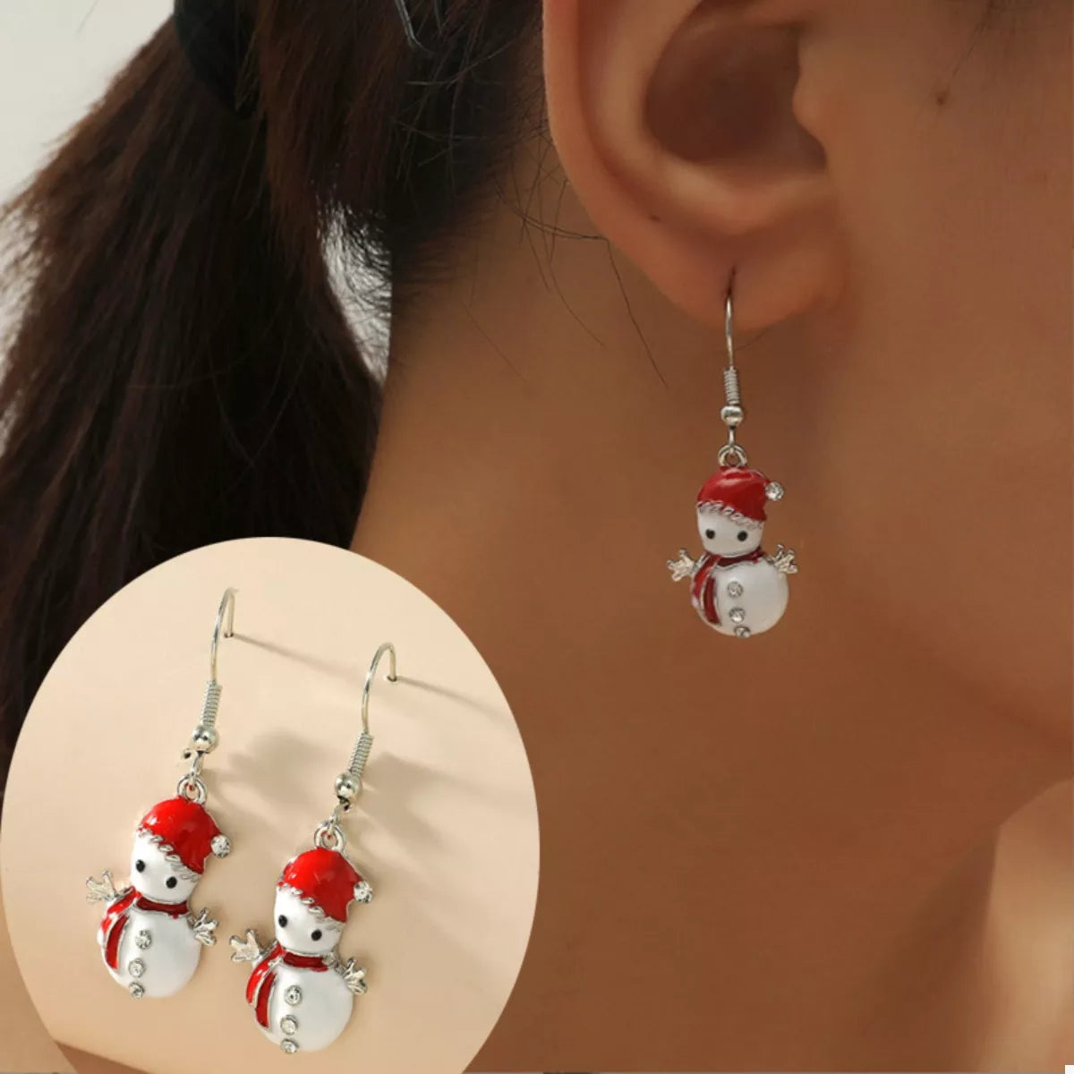 Christmas Snowman Drop Earrings