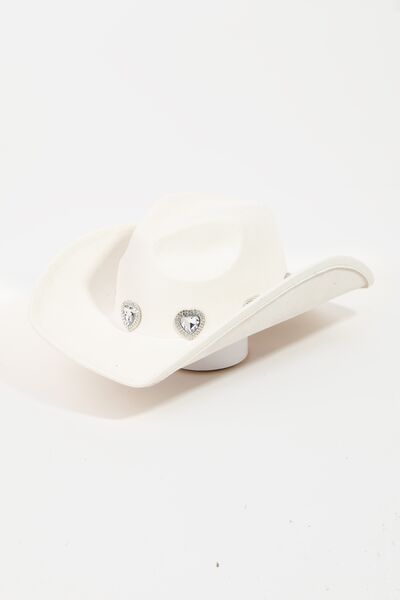 Fame Rhinestone Pave Heart Cowboy Hat For Glamorous Style