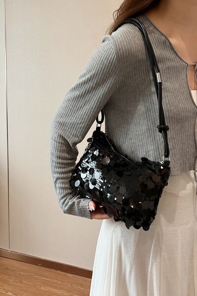 Sequin Knotted Straps Shoulder Bag for Sparkling Style