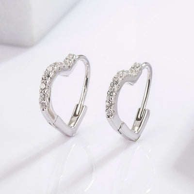 Timeless Heart-Shaped Zircon Earrings in Sterling Silver