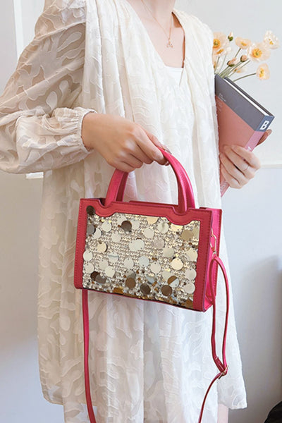 Stylish PU Leather Sequin Handbag for Fashionable Women