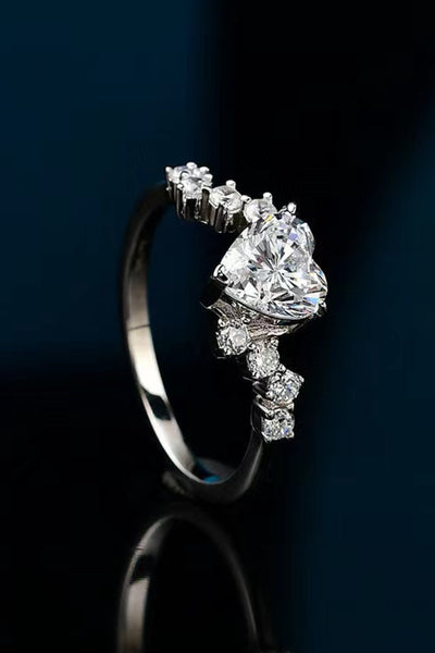 Heart-Shaped 1 Carat Moissanite Sterling Silver Ring