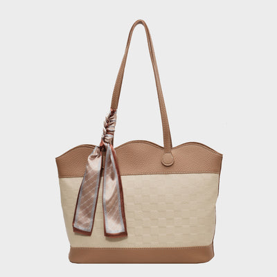 Stylish PU Leather Tied Contrast Tote Bag for Every Occasion