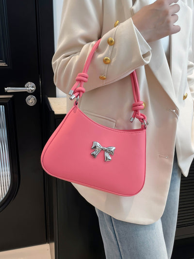 Chic Bow PU Leather Knotted Strap Handbag for Any Occasion