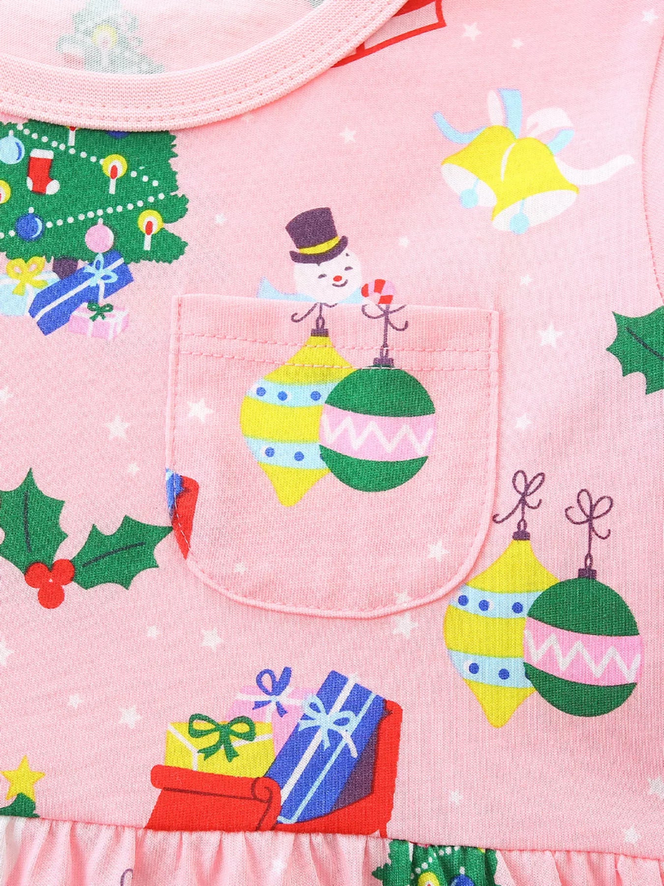 Children's Christmas Print Long Sleeve Casual Dress