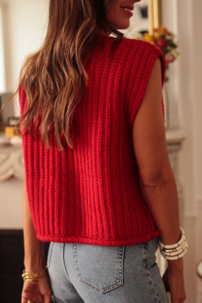 Casual Chunky Knit Button Down Acrylic Sweater Vest