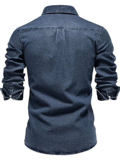 Men's Button Down Collared Neck Denim Shirt for Style
