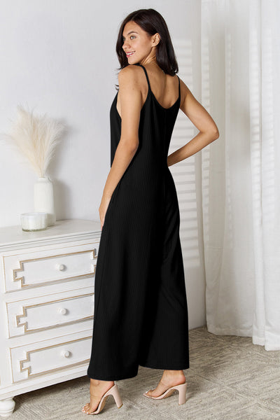 Versatile Spaghetti Strap V-Neck Jumpsuit – Trendy & Comfortable