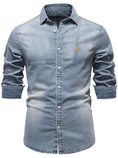 Men's Button Down Collared Neck Denim Shirt for Style