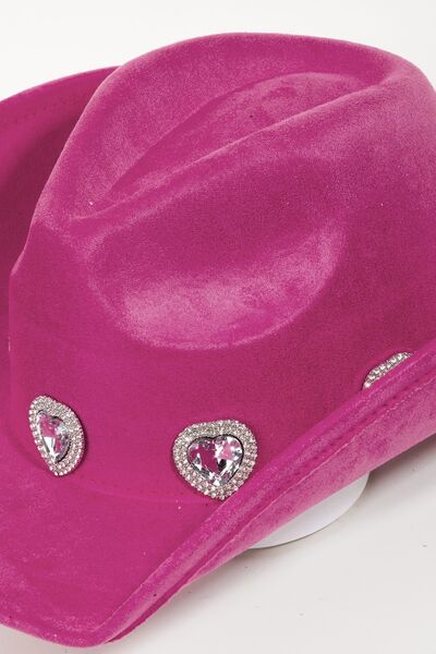 Fame Rhinestone Pave Heart Cowboy Hat For Glamorous Style