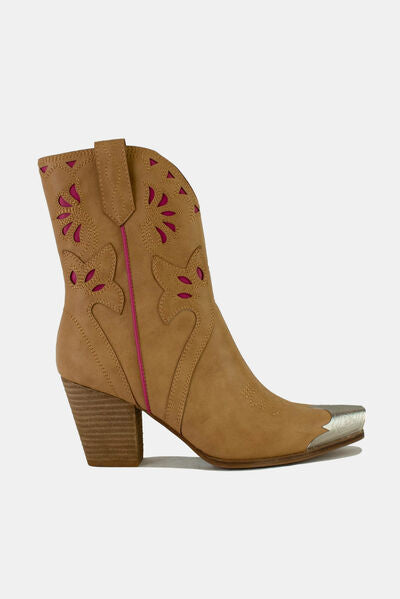 Chic Western Cut-Out Floral Embroidery Boots with Style