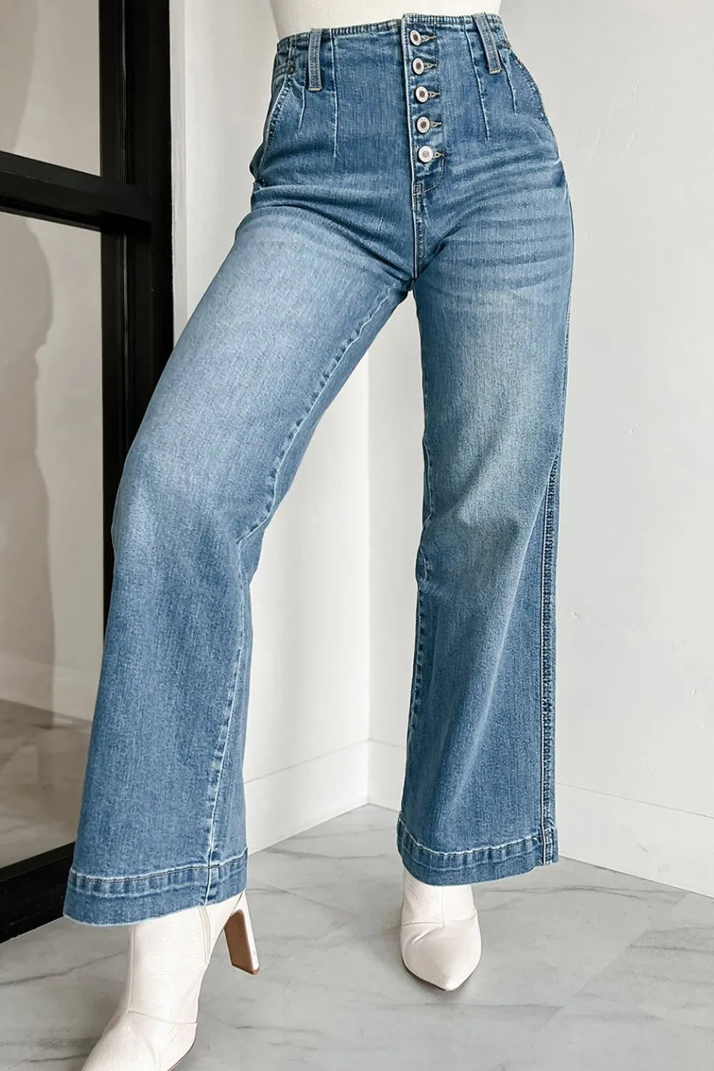 Button Fly High Waist Jeans