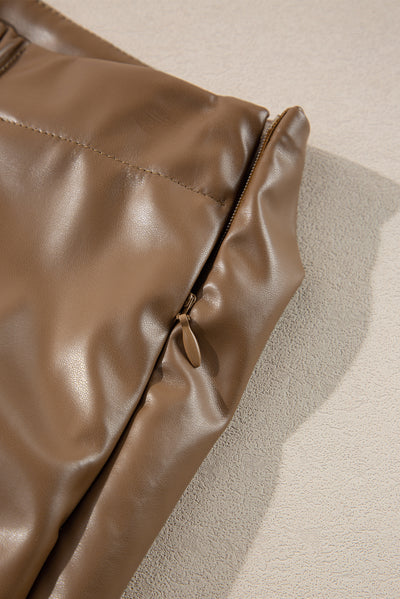 Trendy Bowknot Elastic Waist Mini Skirt in Chic Faux Leather